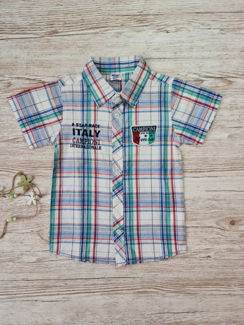 Camasa baieti cu dungi rosii, verzi, albastre